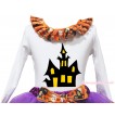 Halloween White Tank Top Witch Pumpkin Ghost Lacing & Haunted House Print TB1318